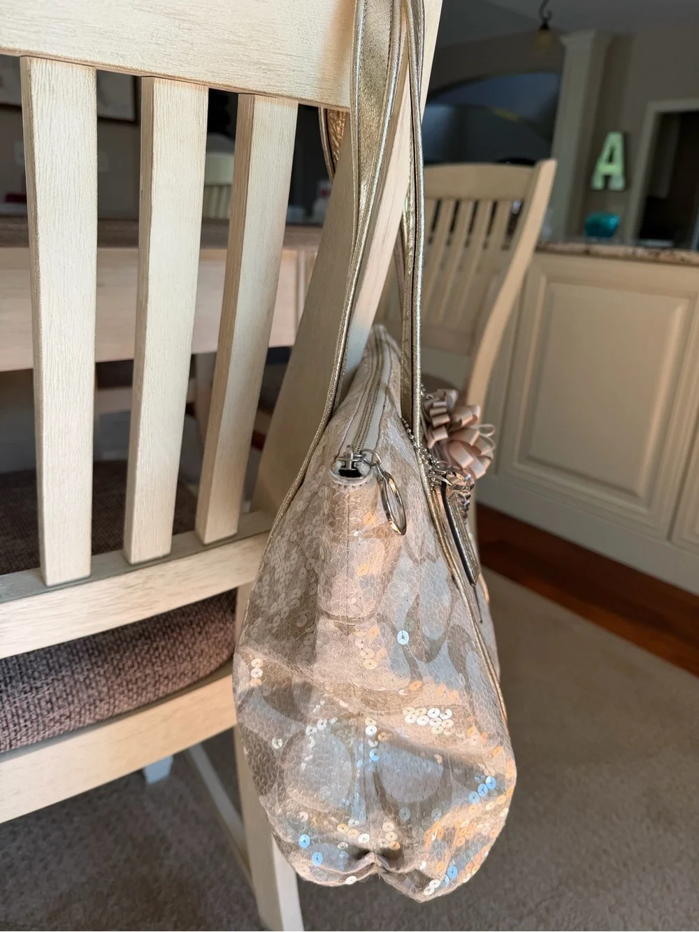 RARE Coach Poppy Gold Sequin Glam Tote 14536 Y2K Vintage McBling